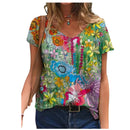 the PAINTED EASEL - Oversized Fashion Short Sleeve 3D Flower Print Loose Casual Female Clothing T-Shirts