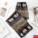the SACRED ELEPHANT - Wide Leg High Waist Elephant Print Thin Straight Casual Bottoms Boho Pants