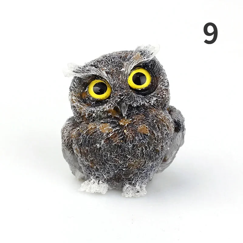 1PCS Natural Crystal Stone Gravel Owl Animal Crafts Hand Made Small Figurines DIY Resin Table Decor Home Decor Collect Gifts