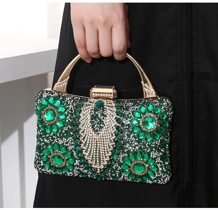 the TREASURE - Rhinestone Beaded Clutch Evening Bag, Women Wedding Party Purse, Evening Banquet Bag