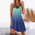 Beach Dress Summer 2025 Printed Sleeveless Women's Dress Boho Casual Party Vestidos Robe Hollow Out Short Dress