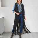 the ANNIE OAKLEY - Women's Western Bohemian Sleeveless Cardigan Vest with Tassel Detail Patch Pockets for Cowboy Cosplay