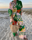 the CANCUN - Summer Fashion Printed Casual Loose Street Button Shirt Wide Leg Pants Two-Piece Set