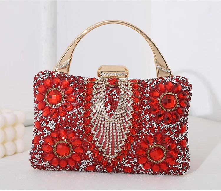 the TREASURE - Rhinestone Beaded Clutch Evening Bag, Women Wedding Party Purse, Evening Banquet Bag