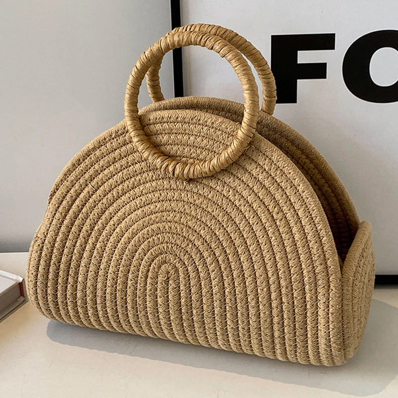 the BOHO TACO - Handwoven Shoulder Purse Chic Cotton Rope Holiday Travel Handbag, Retro Rattan Bag Vacation Bag for Women and Girls