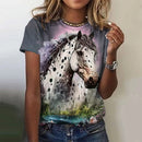 the HORSE WHISPERER - 3D Animal Print Casual Short Sleeves Horse Pattern Summer Loose T-Shirts for Women