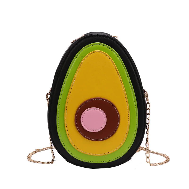 the AVOCADO - Summer Fruit Purses/Handbags for Women, Cute Girls Chain Shoulder Bag Round Leather Small Crossbody Bag Novelty Purse