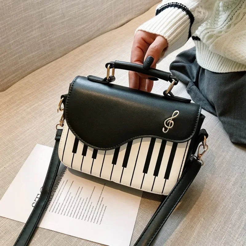 the KEYBOARD - Piano Design Women Shoulder Bags, PU Leather Messenger Bag, Handbag Fashion Crossbody Bag/Pocket Coin Purse