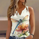 the DRAGONFLY WATERCOLOR - Summer Lightweight and Simple Dragonfly Print Casual Large V-Neck Tank Top Fashionable And Comfortable Women's Top