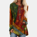 the RETRO ABSTRACT - Women's Retro Fashion Plus Size Loose Long Sleeve Tunic Shirts