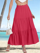 the SWING SKIRT - Summer Bohemian Pleated A-Line Flowing Swaying Layered Long Skirt