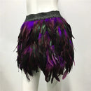 the PEACOCK BOHO - Fluffy Feather Burning Festival Elastic Waist Carnival Rave Mini Skirts