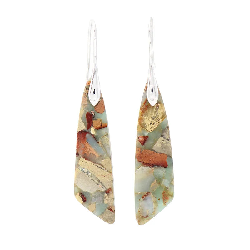 the BOHO STONE - Original Luxury Bohemian Emperor Stone Geometric Pendant Earring Natural Stone Jewelry Earrings for Women