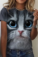 the CAT CRAZY LADY - Summer 3D Printing Cute Cat Fashion Short Sleeve Oversized T-Shirts for Women