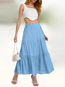 the SWING SKIRT - Summer Bohemian Pleated A-Line Flowing Swaying Layered Long Skirt