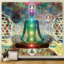 the MEDITATION - Mandala Seven Chakra Psychedelic Scene Home Decor Art Tapestry Hippie Wall Hanging, Boho Room Wall Decor
