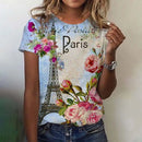 the PARISIAN - Summer Paris Eiffel Tower 3D Print Casual Fashion Short Sleeve O-Neck T-Shirts for Women