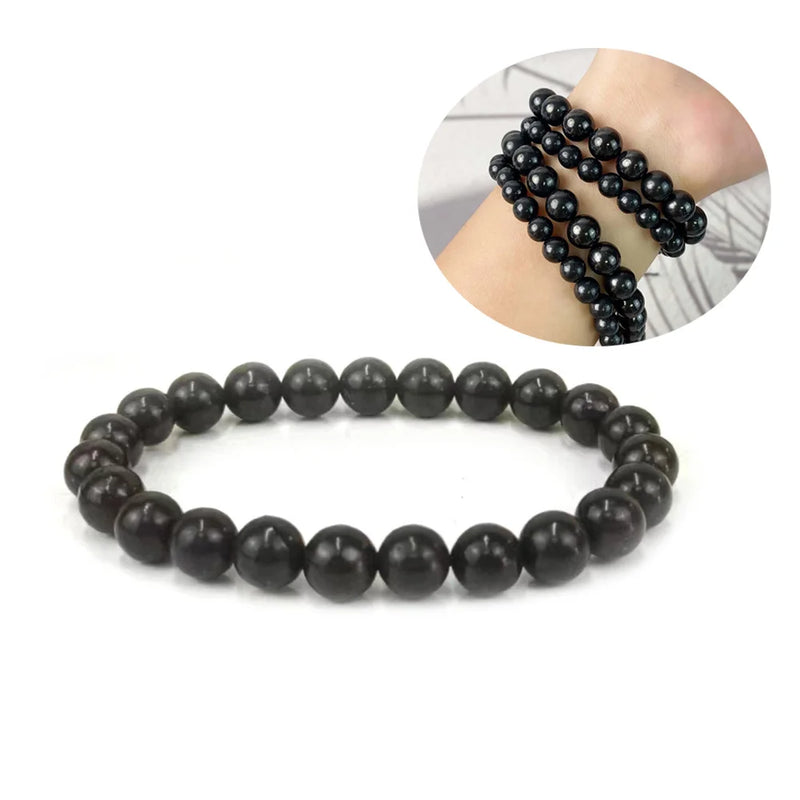 the SHUNGITE - 6MM/8MM Black Russia Shungite Bracelet Beads, Real Natural Crystal Jewelry Energy Stone For Health Care Healing Fengshui