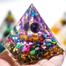 the GENERATOR - Natural Crystal Energy Generator Pyramid, Peridot Amethyst Reiki Healing Chakra Resin Pyramid, Egyptian Decor Room Decoration 1pc