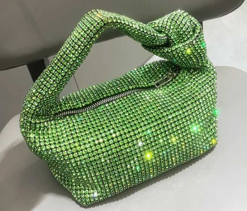 the KNOTTED RHINESTONE - Handle Rhinestones Knot Evening Bags, Silver Crystal Top Handle Bag for Women, Purses and Handbags Luxury Designer Handbag Tote