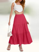the SWING SKIRT - Summer Bohemian Pleated A-Line Flowing Swaying Layered Long Skirt
