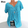 Casual Large Size V-Neck T-Shirt Tops Fashion Women T-Shirt Summer Printed Loose Bottoming Shirt