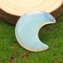 the MOON STONE - Crystal Mini Moon Ornament, Natural Stone Rose Quartz Hand Carved Chakra Feng Shui Healing Meditation Figurine, Home Decoration