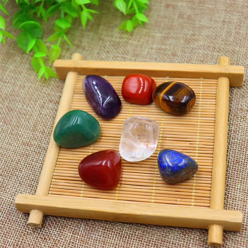 the CHAKRA STONES - 7Pc/Set Natural Crystal Yoga Polished Energy Stone Agate Chakra Reiki Healing Home Decoration Collection Popular Stones