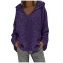 the ASPEN - Women's Winter/Autumn Solid Color Long Sleeve Braided Hooded Oversized Knitted Boho Pullover Sweaters
