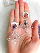 the BUG LIFE - Fashion Moon Star Elegant Moth Insect Creative Bohemian Silver Color Copper Dangle Earrings for Women