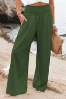 the CASUAL BOHO - Women Casual High Elastic Waist Cotton Linen Boho Beach Wear Wide Lag Pants Loose Oversize Casual Pants