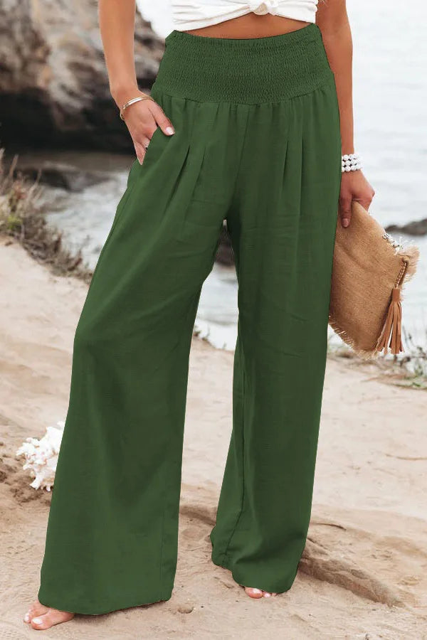 TEELYNN Casual High Elastic Waist Cotton Linen Pants Women Boho Beach Wear Wide Lag Pants Loose Oversize Casual Pants XXXL Size