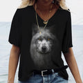 Women's T-shirts Animal Wolf 3d Print Tshirt Women Fashion T-shirt V-Neck Graphic T Shirts Women's Clothing Female Tops Summer