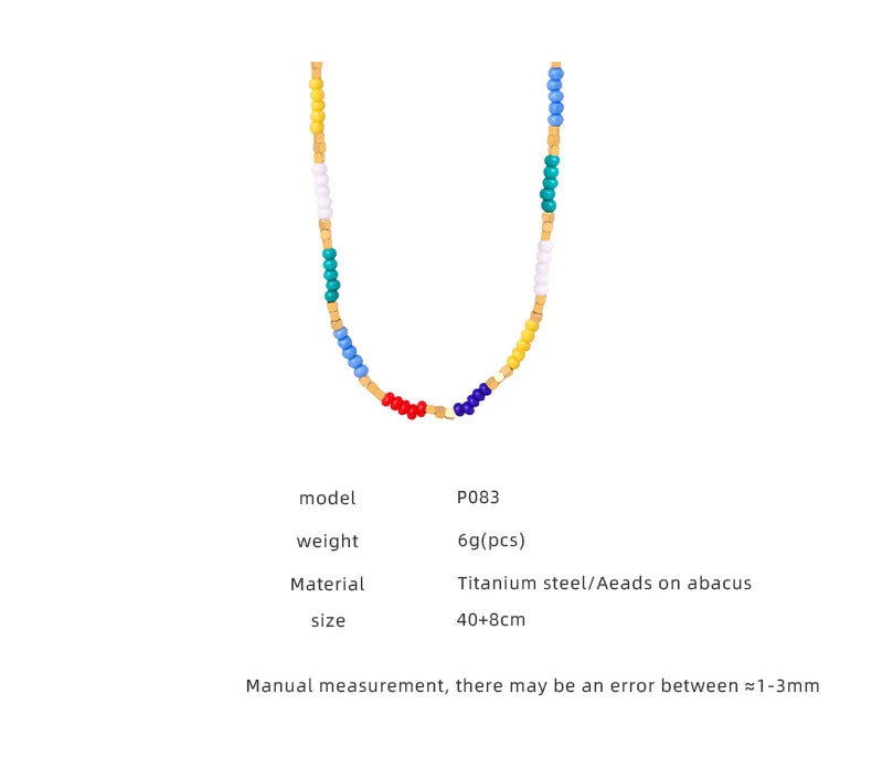 the BOHEMIAN BEADS - Bohemia Colorful Natural Stone Beads Necklaces for Women Stainless Steel Round Pendant Collar Choker Handmade Jewelry