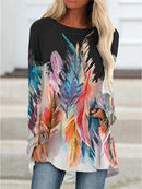 the MEXICA - Women's Vintage Native Fashion 3D Print Fashion Long Sleeve Long Tops