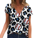 the SOFTBALL MOM - Summer Baseball MOM 3D Print V-Neck Short Sleeve Harajuku Streetwear Oversized T-Shirts for Women