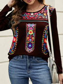 the BOHO BEAUTY - Spring/Summer Bohemian Print Long Sleeved Shirt for Women