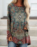 the MANDALA - Vintage European Pattern 3D Print Fashion Long Sleeve Tops for Women