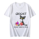 the CROCHET CAT - Crochet Because Murder Is Wrong Attitude Cat Women Summer Casual Short Sleeve T-Shirts