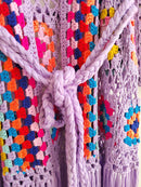 the CARDIGAN COVER UP - Women's Cardigan Handmade Crochet Beach Cover Up Coat Loose Tassel Tie Up Mixed Color Pure Hand Hook