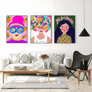 the GIRL POWER - 1PC Boho Girl Power Vase Flower Poster Self-Adhesive Art, Waterproof Paper Sticker Coffee House Bar Room Wall Decor