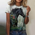 3D Animal Print New Women's T-shirts Casual Short Sleeves Horse Pattern Street Tees Tops Summer Loose Women Clothing Pullover