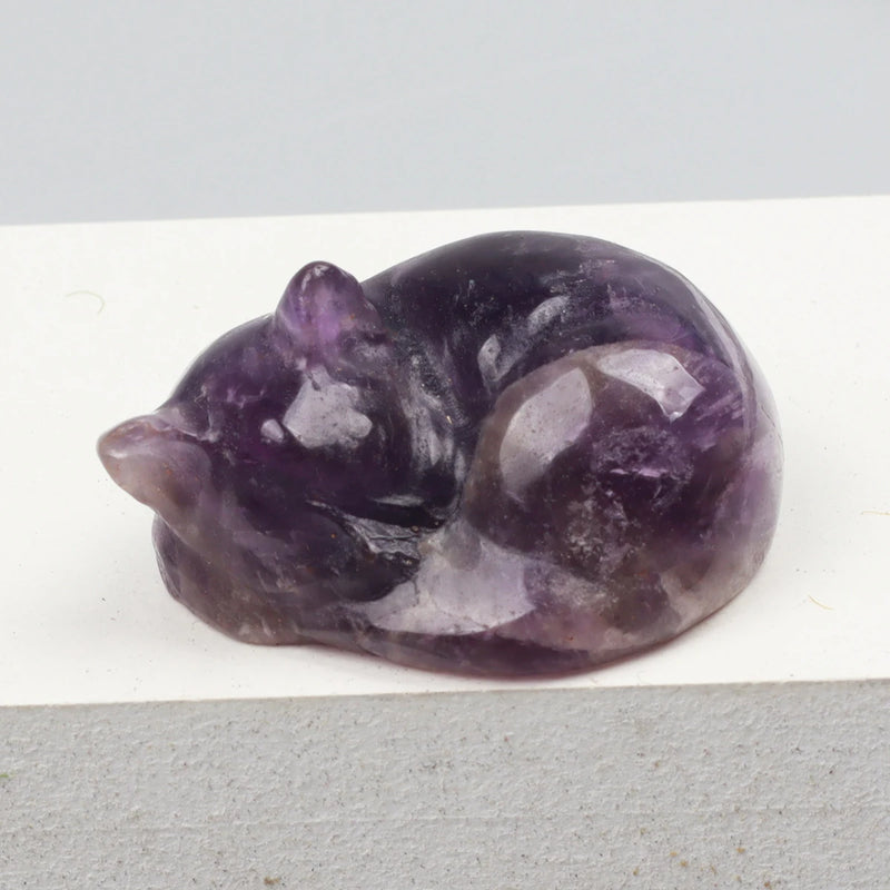 the SLEEPING KITTY - Various Crystal Energy Stones Carved Cats Rose Quartz Kitten Figurine, Natural Stone, Jade Mini Sleeping Cat, Chakra, Home Decor