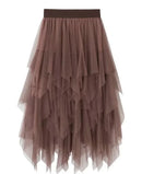 the TULLE TUTU - Fashion Summer Tutu Skirt Harajuku Tulle High Waist Midi Mesh Skirts