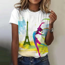 the PARISIAN - Summer Paris Eiffel Tower 3D Print Casual Fashion Short Sleeve O-Neck T-Shirts for Women