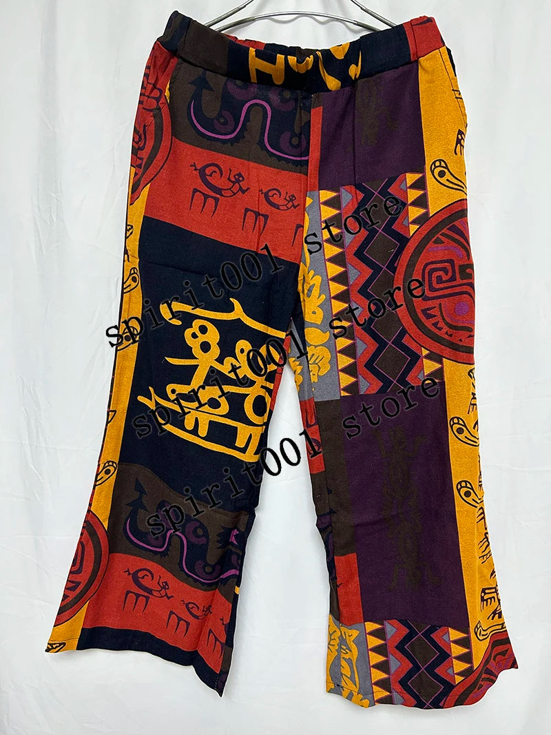 2022 Ladies 5XL Wide Leg Boho Yoga Harem Pants Gypsy Hippie Thai Boho Court Women's Pants Ruched Waist Aladdin Women's Pants