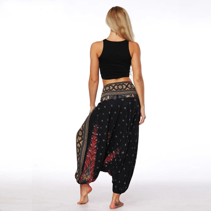 Women's Drop Crotch Ankle Balloon Joggers,Cotton Boho Hippie Harem Pants,Casusal Oversized Palazzo Meditation Pants