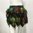 the PEACOCK BOHO - Fluffy Feather Burning Festival Elastic Waist Carnival Rave Mini Skirts