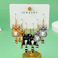 the CAT CLUB - 3 Pairs/Set Fashionable Enamel Cartoon Cute Cat Design Earrings, Jewelry Gifts for Women And Girls