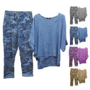 the CAMO SET - Tops/Pants Set Comfy Cotton Blend Quarters-Sleeve Breathable Elastic Waist Outfit Suit Shirt/Pants Set